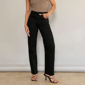 Black 90s Fit Denim High Waist Straight Leg